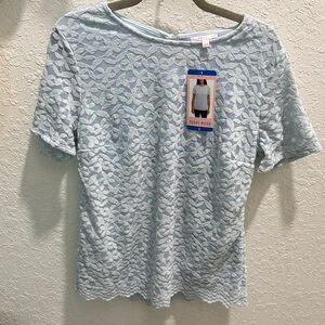 Women's Blue Floral Lace Blouse